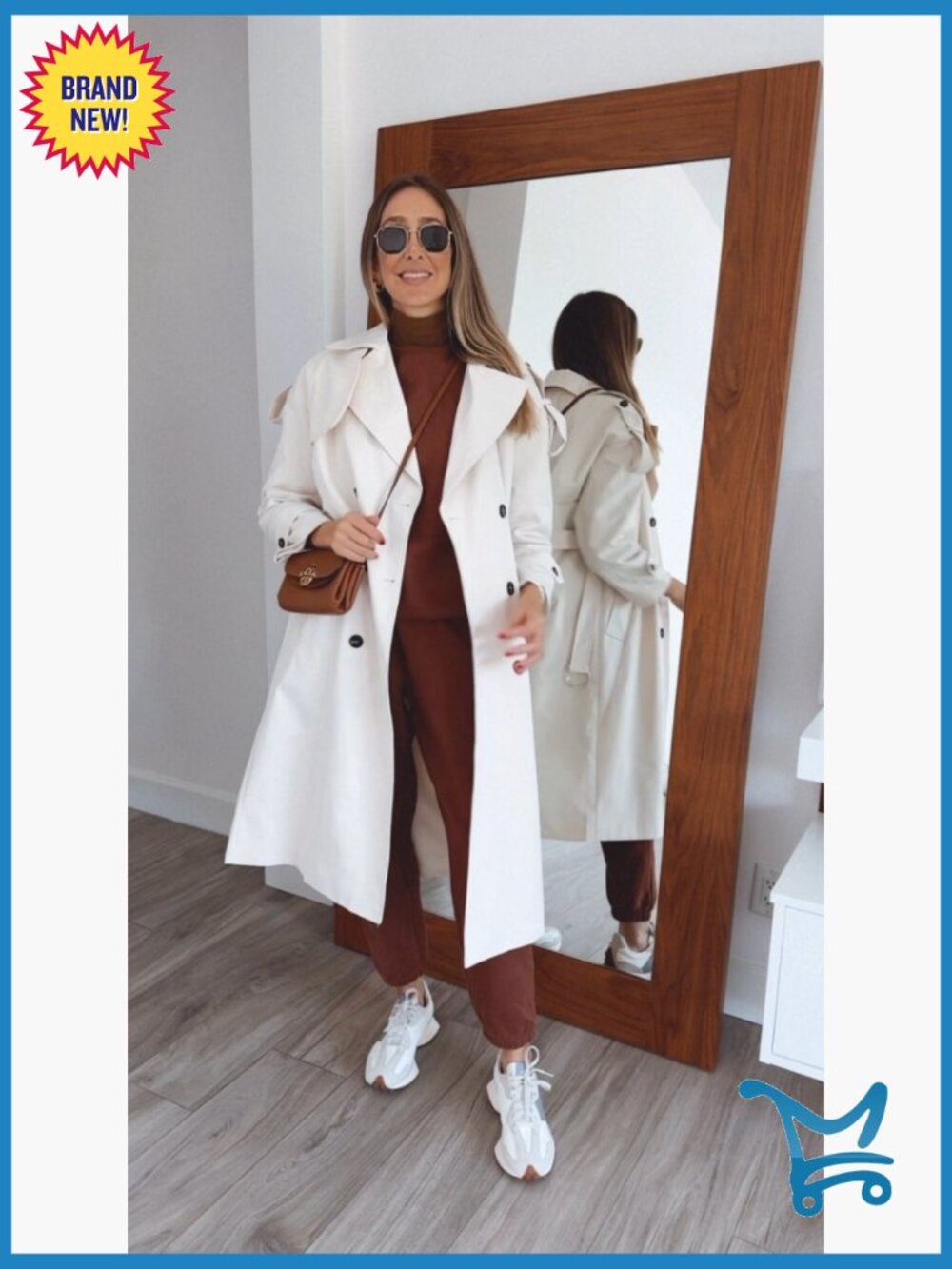 Oversized Long Trench Coat Double Breasted Windproof Overcoat with Belt - Picture 7 of 7